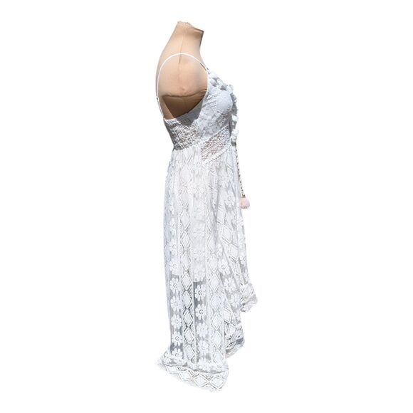 Cupshe Ariya White Lace Crochet Sun Dress V-Neck Sleeveless Bohemian Beach Small - Picture 6 of 12